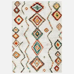 Tapete felpudo, estilo berbere, creme e multicolorido