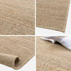 Tapete interior/exterior efeito juta clara com toques de cor