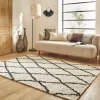 Tapete interior shaggy, estilo berbere, branco e preto