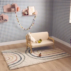 Tapete para criança com arco-íris,creme e multicolorido