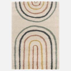 Tapete para criança com arco-íris,creme e multicolorido