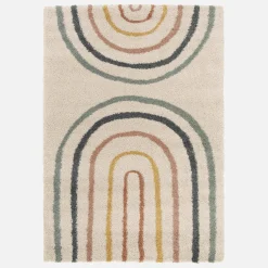 Tapete para criança com arco-íris,creme e multicolorido
