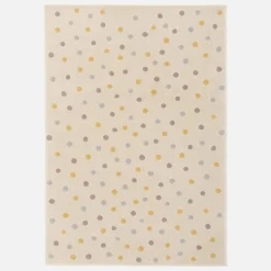 Tapete para crianças com bolinhas grandes, tapete de interior creme, azul, amarelo, roxo 120 x 170cm