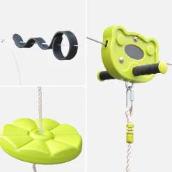 Tirolesa para crianças com baloiço de disco de 30m