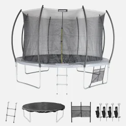 Trampolim 370cm com rede interna e kit de acessórios