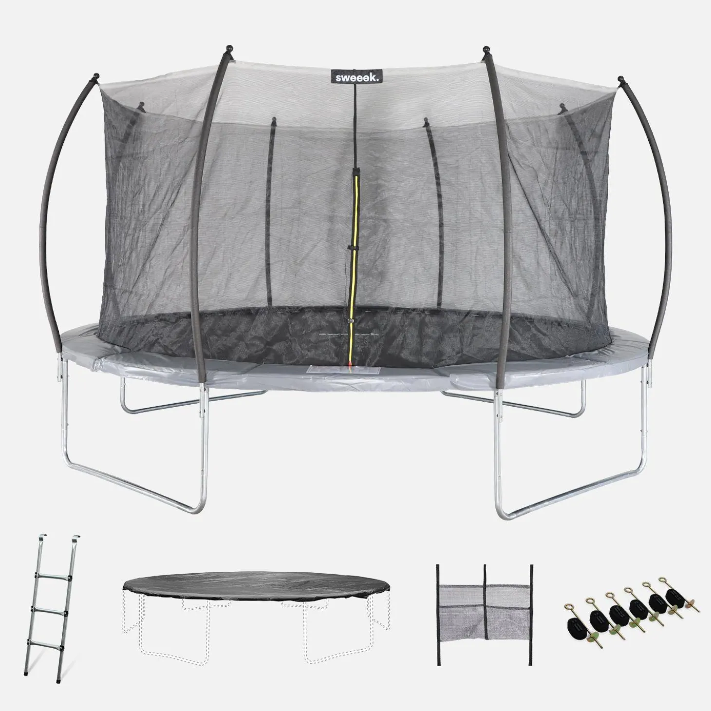 Trampolim com rede interior e conjunto de acessórios, 490 cm